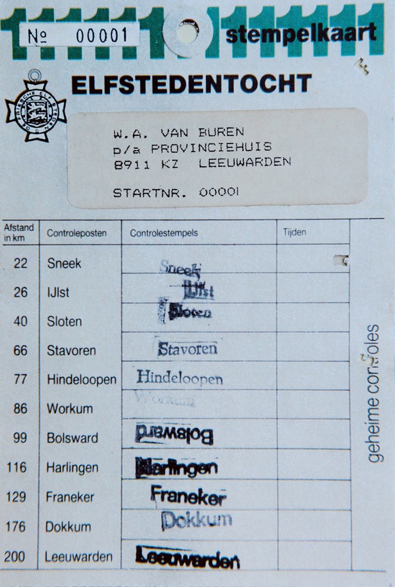 Stempelkaart Elfstedentocht van Willem-Alexander