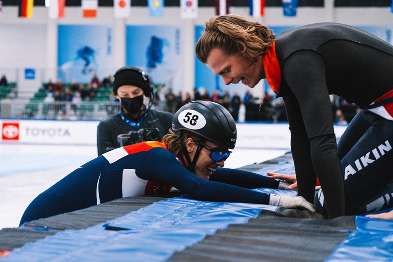 Jens en Melle van t Wout na 500 m SLC