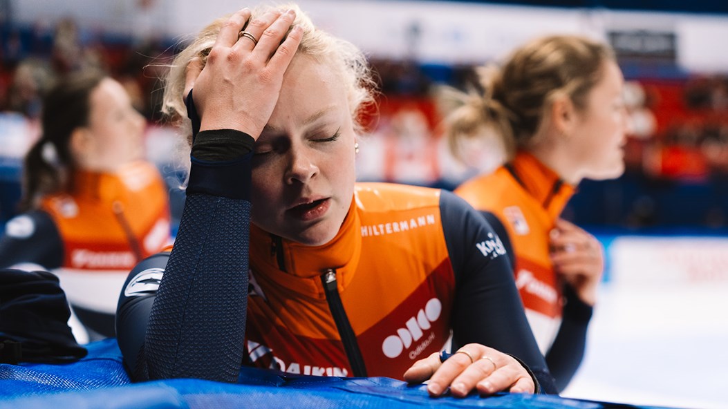 Xandra Velzeboer kan het niet geloven na de relay WC 2 2023