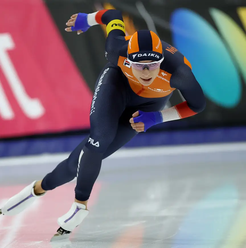 Femke Kok tijdens Wereldrecord 500 meter in Salt Lake City november 2025