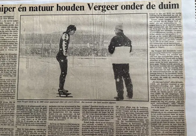 Geert Kuiper, NK sprint, 1986, krantenknipsel