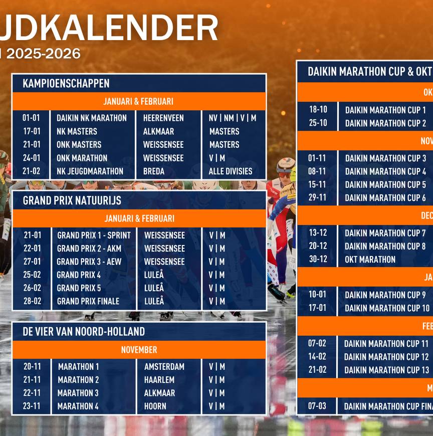 De marathonkalender 25-26