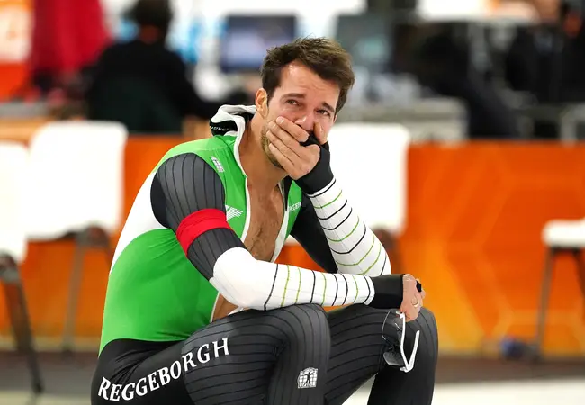 Hein Otterspeer nadat hij zich heeft geplaatst voor de Olympische Spelen van 2022