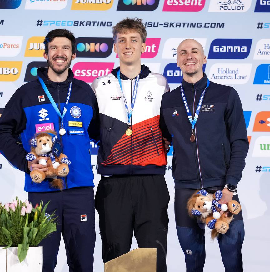 Podium 10 km: Davide Ghiotto, Metodēj Jílek en Timothy Loubineaud