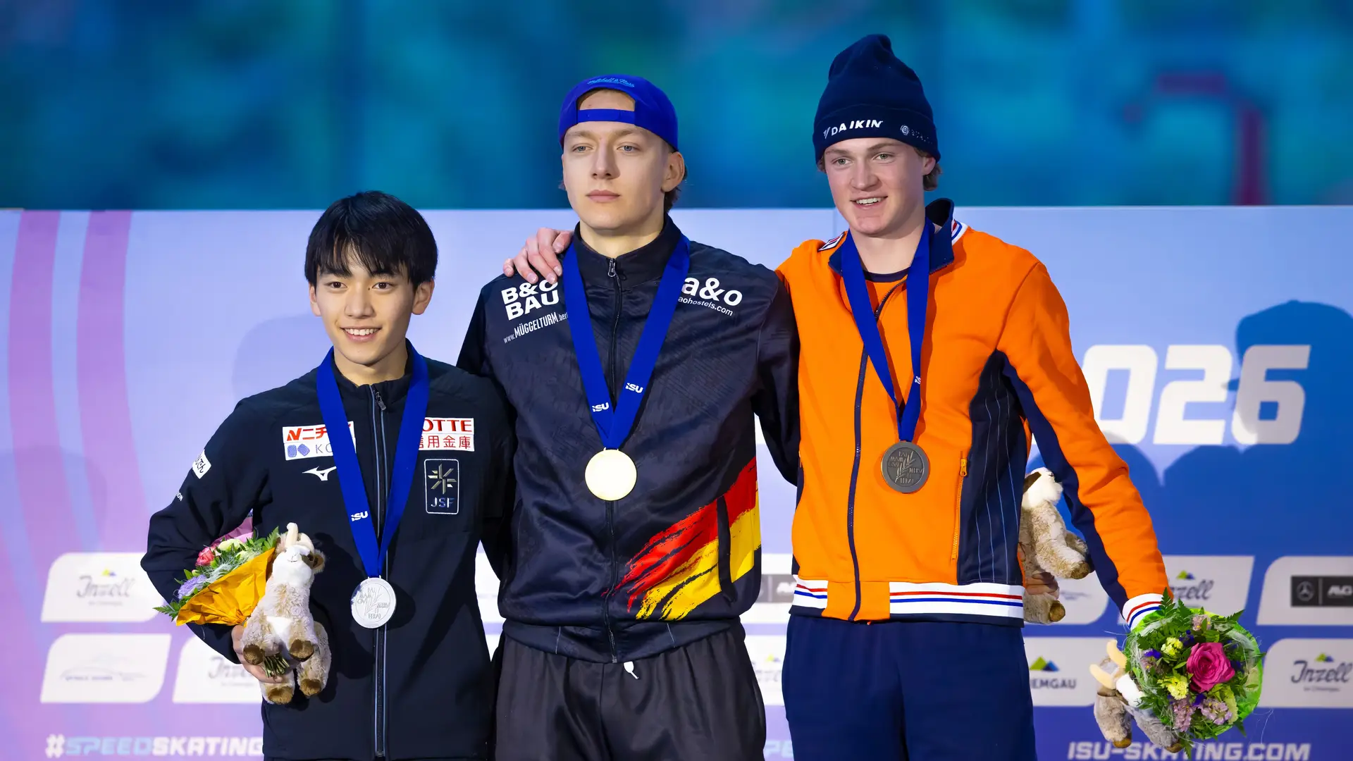 Podium WK junioren 1500 m Inzell