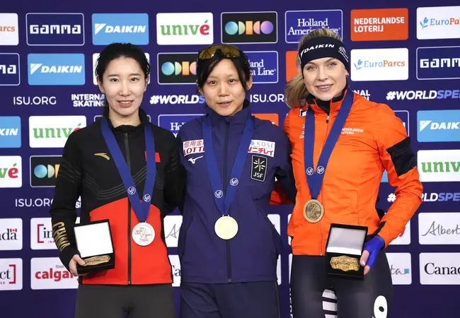 Podium WK Afstanden 1500 meter vrouwen 2024
