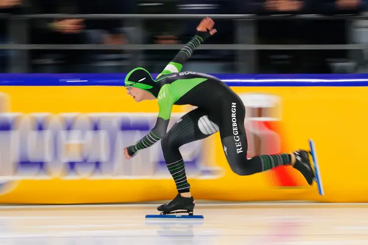 Jenning de Boo snelt over het rechte stuk