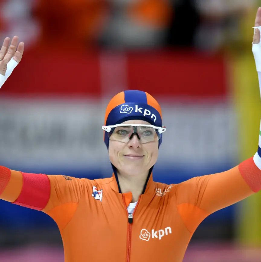 Marije Joling tijdens het ISU WK Allround in 2017 in Hamar