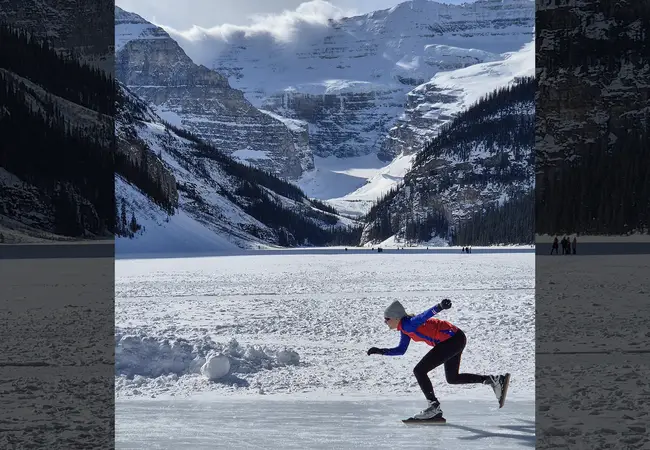 Silke Kabel op natuurijs in Canada