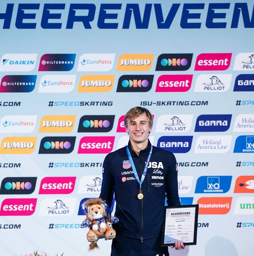 Jordan Stolz baanrecord