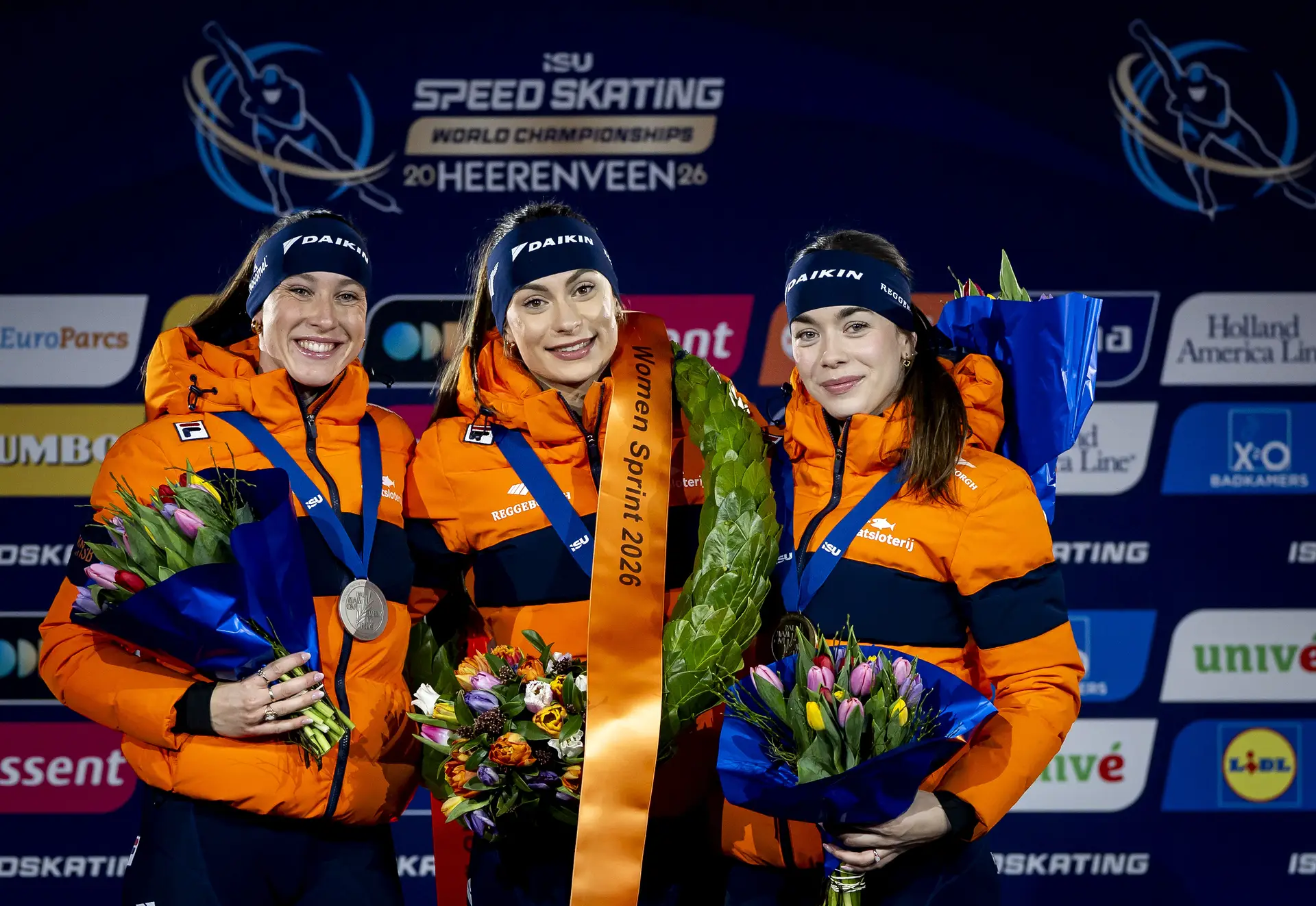 Podium vrouwen WK Sprint