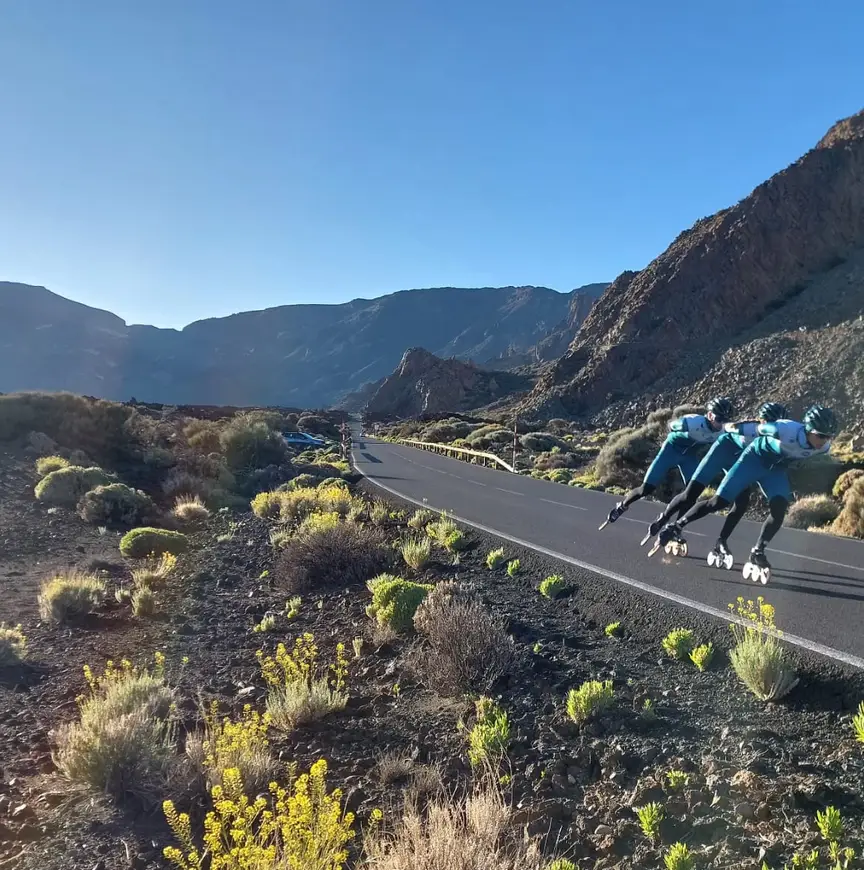 AH Zaanlander skeelert op de flanken van de Teide