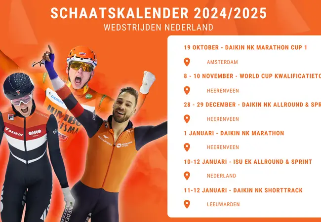 Schaatskalender Nederland 2024/2025