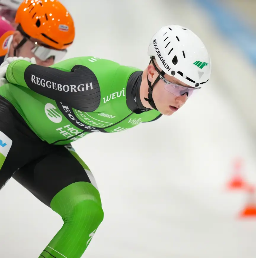 Jorian ten Cate in actie bij de marathon in Leeuwarden