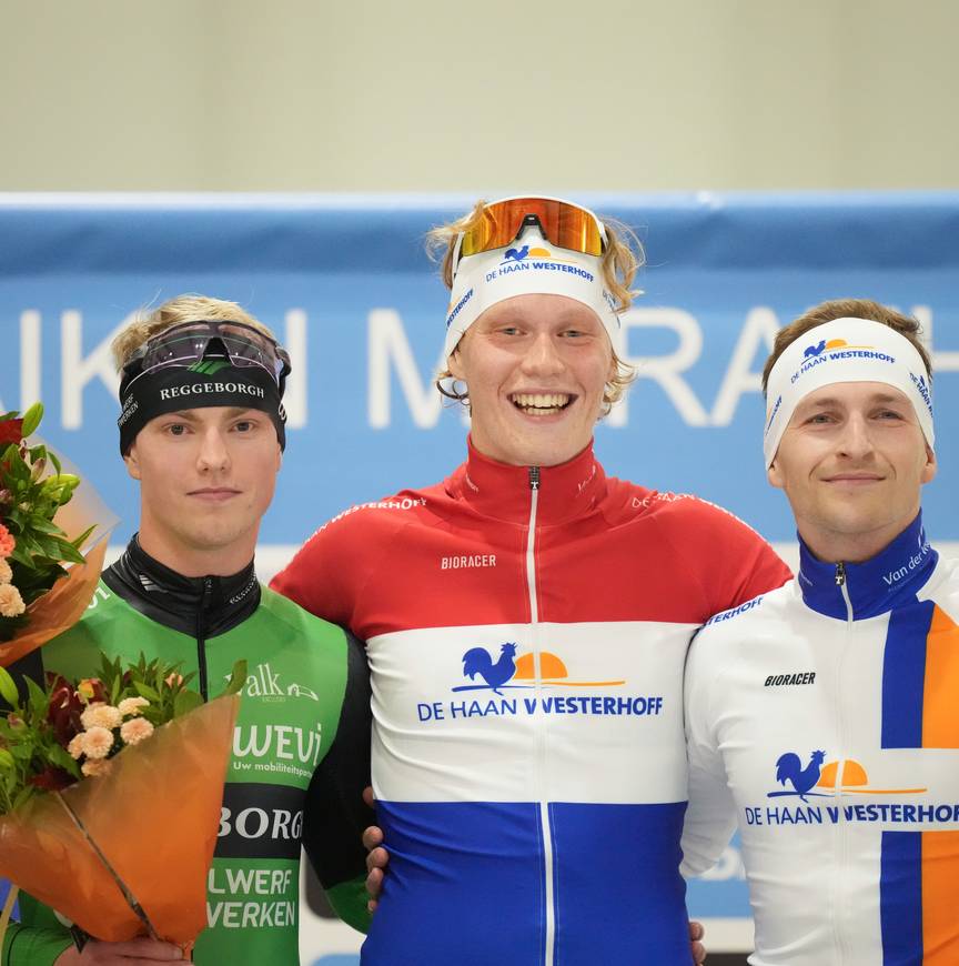 Het podium van de Marathon Cup in Leeuwarden