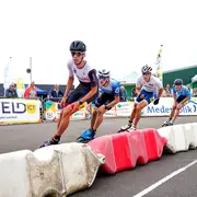 Ewout Beijeman aan kop bij de puntenkoers op het NK in Medemblik