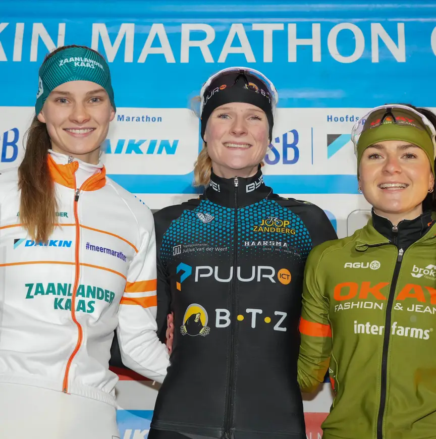 Het podium met Kiel, Kerkhoff en Elsemieke van Maaren