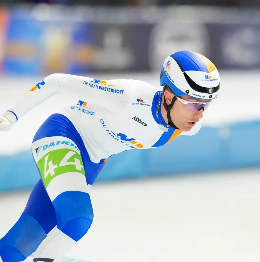 Mats Stoltenborg bij de marathon in Heerenveen
