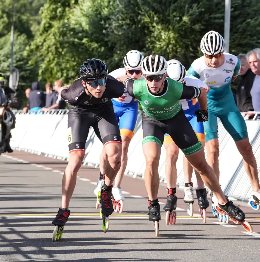 Ruben Ligtenberg op kop tijdens de Marathon Inline Cup