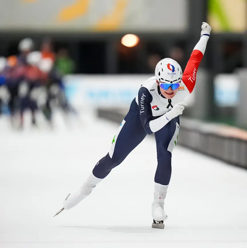 Eline Cox met een uitvalspoging