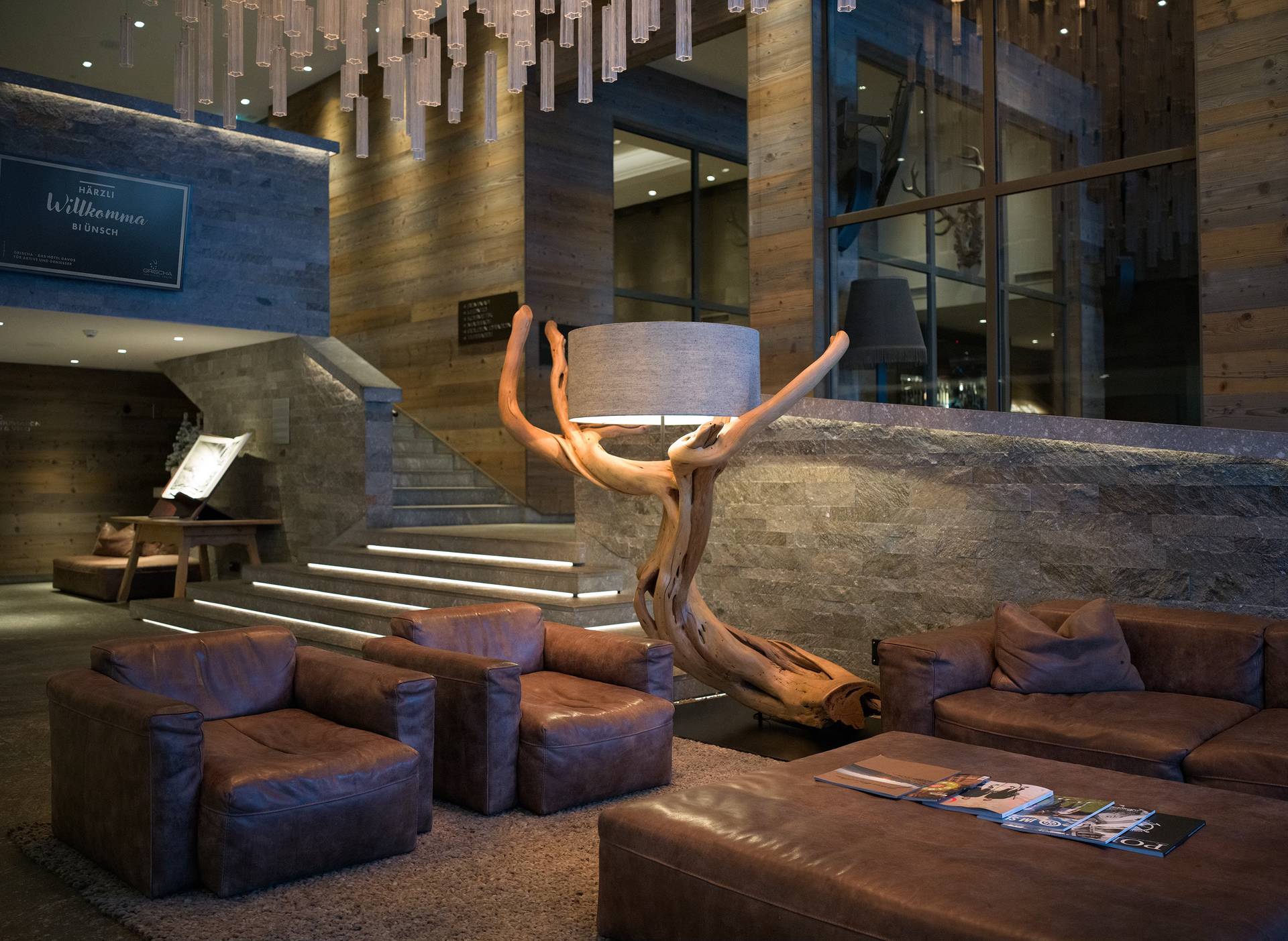 Lobby van hotel Grischa Superior in Davos