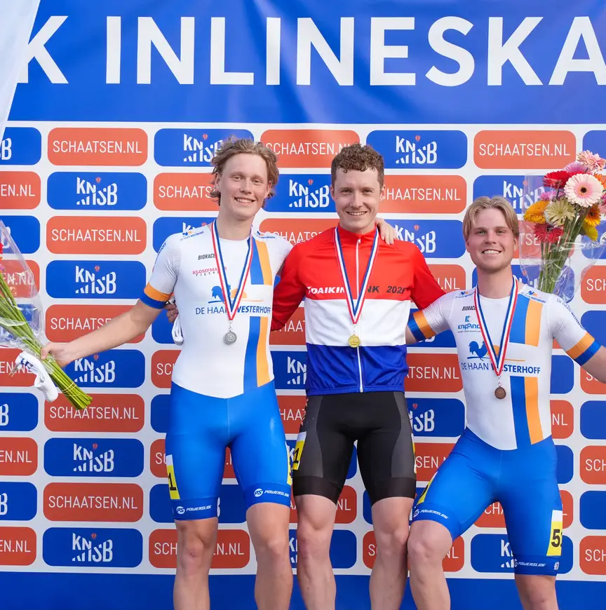 Christian Haasjes, Ronald Haasjes, Chris Berkhout podium puntenkoers NK Weg