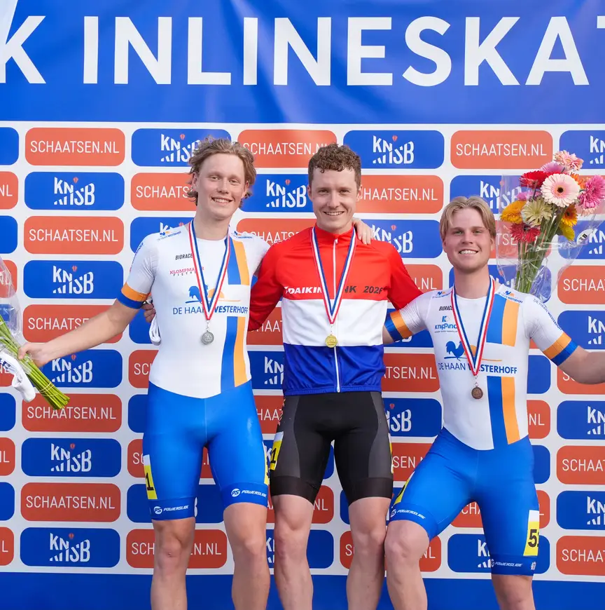Christian Haasjes, Ronald Haasjes, Chris Berkhout podium puntenkoers NK Weg