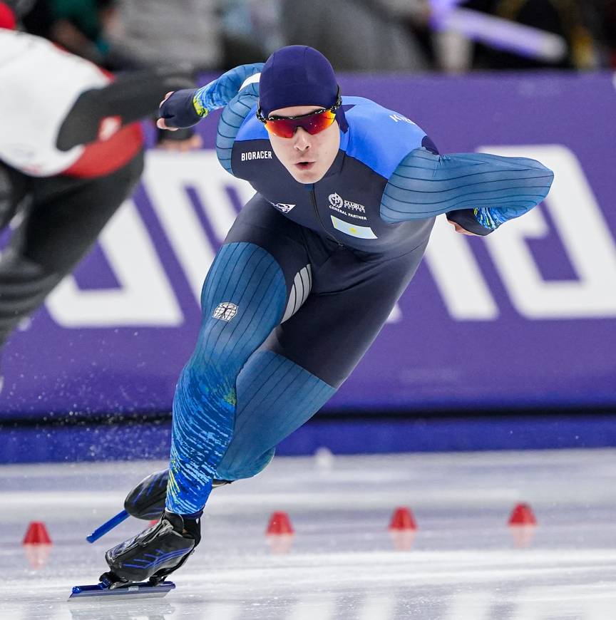 Koshkin tijdens zijn eerste 500m in Salt Lake City