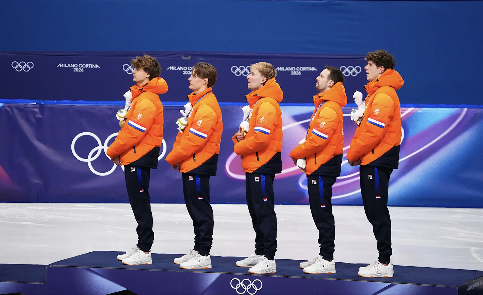 Relaymannen podium OS Milaan