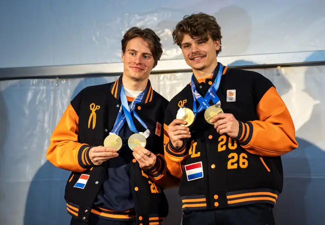 Jens en Melle van 't Wout tijdens olympische huldiging