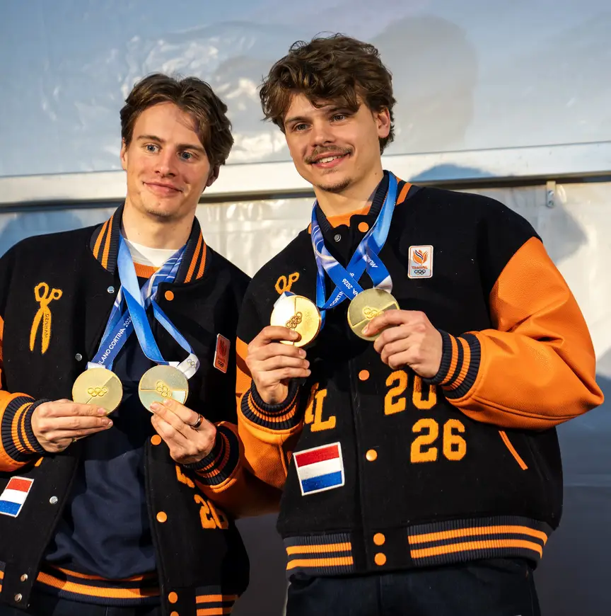 Jens en Melle van 't Wout tijdens olympische huldiging